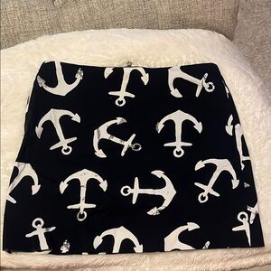 Nautical Anchor Print Navy Skirt